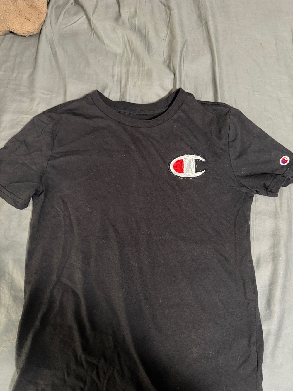 Champion Black Tee with Red & White C Logo
